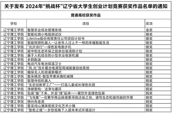 我校在2024年“挑战杯”辽宁省大学生创业计划竞赛中喜获佳绩！